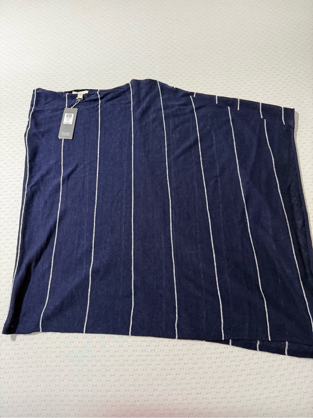 NWT Eileen Fisher blue and white pinstripe poncho OS